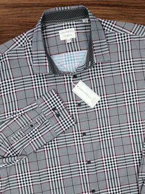 Con.Struct Men’s L/S Plaid Button Down. 4-way Stretch Dress Shirt. Size 3XL